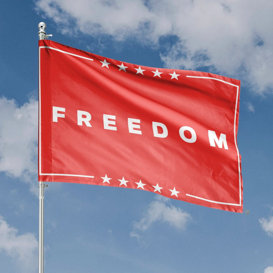 Freedom House Flag | Patriotic Red And White Star Banner | Durable Weather-Resistant Polyester | Outdoor Garden Decor Gift For Liberty Lovers