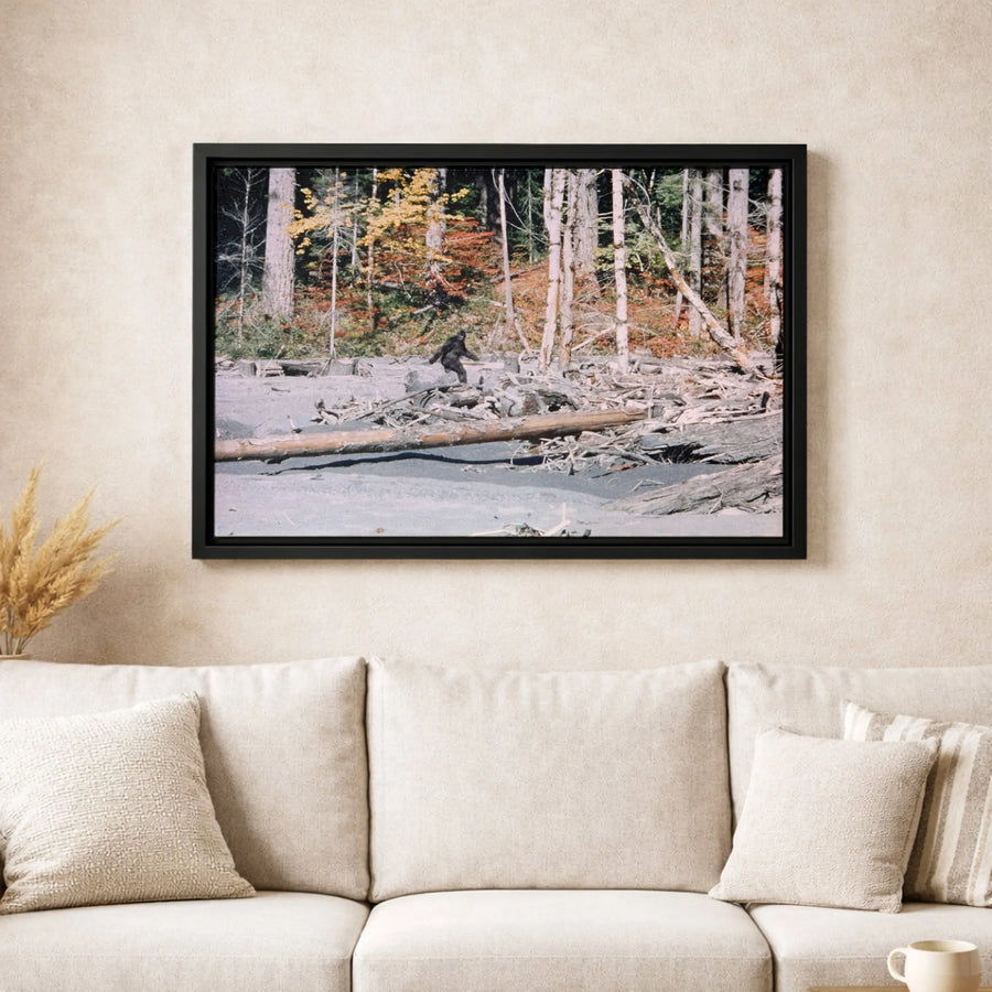 Bigfoot Canvas Wall Art | Authentic Patterson-Gimlin Film Still | Premium Gallery-Wrapped Print | Unique Cryptozoology Gift for Enthusiasts