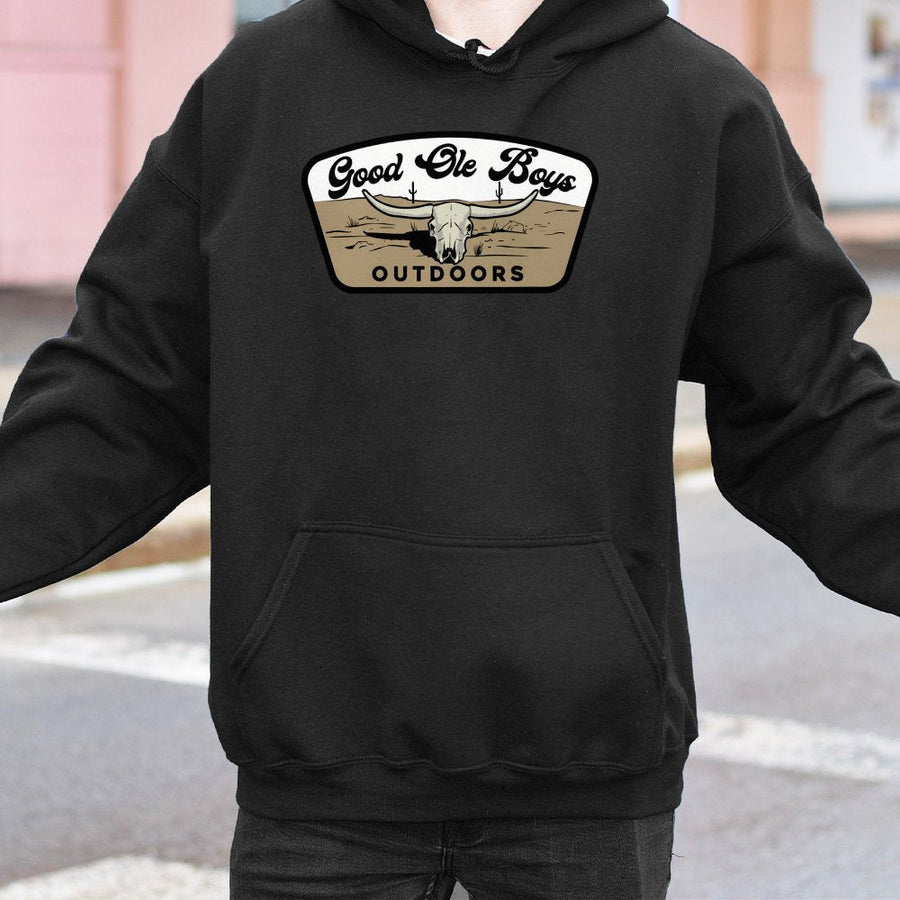 Good Ole Boys Outdoors Hoodie Western Longhorn Skull Graphic,Perfect For Hunting,Country Lifestyle,And Outdoor Adven