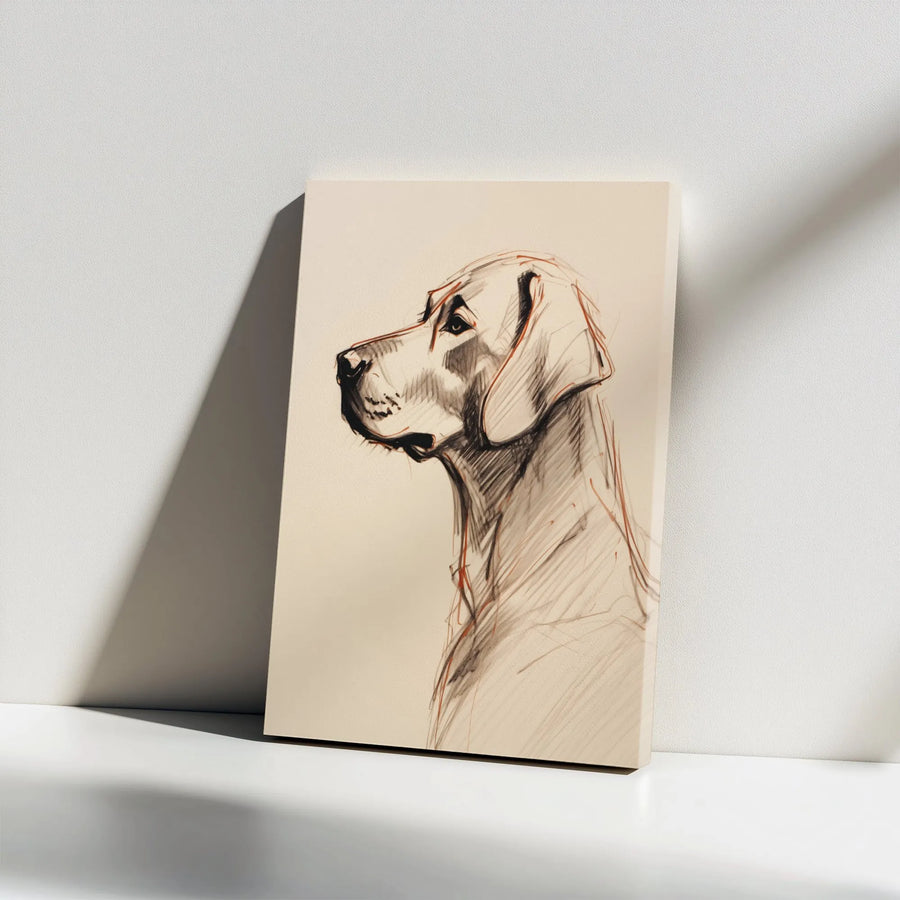 Dog Sketch Canvas Wall Art | Minimalist Line Art Portrait | Premium Frameless Canvas | Modern Home Decor Gift for Dog Lover
