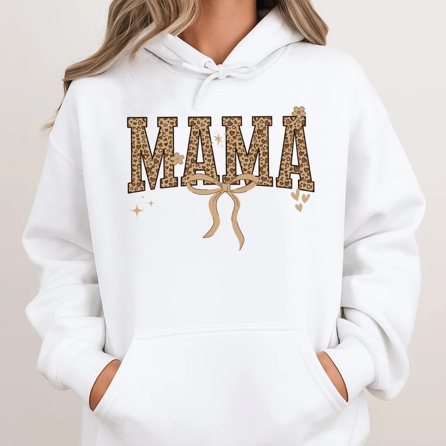 Leopard Heart Mama Hoodie | Retro Animal Print Graphic | Soft Cotton-Blend Premium Quality | Stylish Mother's Day Gift for Mom