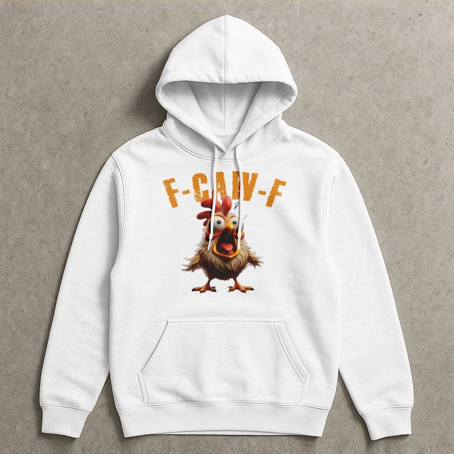 Funny Screaming Chicken Hoodie | F-Caw-F Rooster Graphic Design | Premium Cotton Blend Sweatshirt | Humorous Gift for Farm Lovers & Men Women