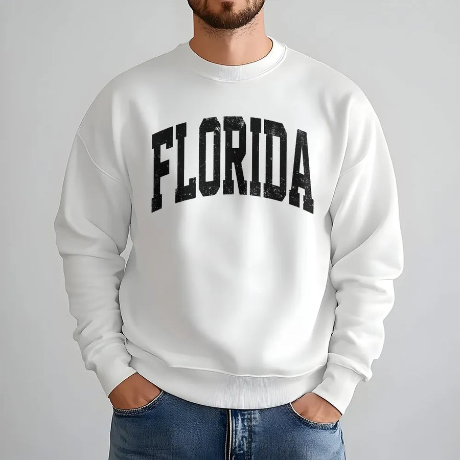 Florida Sweatshirt | Vintage Collegiate Arch Logo | Cozy Crewneck Pullover | Sunshine State Vacation & Souvenir Gift