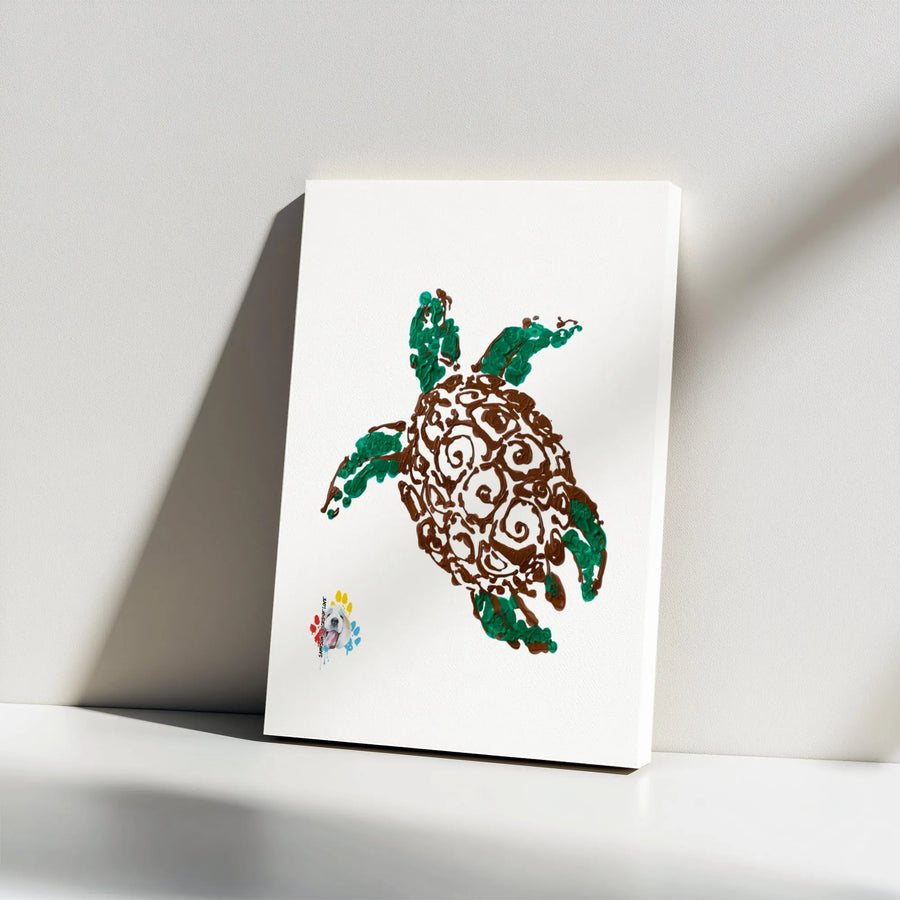 Sea Turtle Paw Print Canvas Art | Whimsical Animal Wall Decor | Premium 1.25 Inch Gallery Wrap | Unique Gift for Pet Lovers and Ocean Enthusiasts