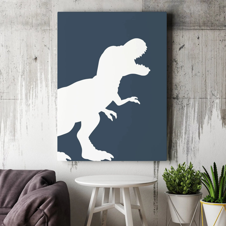 T-Rex Dinosaur Wall Art | Minimalist Silhouette Print | Premium Gallery Wrapped Canvas | Nursery Decor or Kids Room Gift