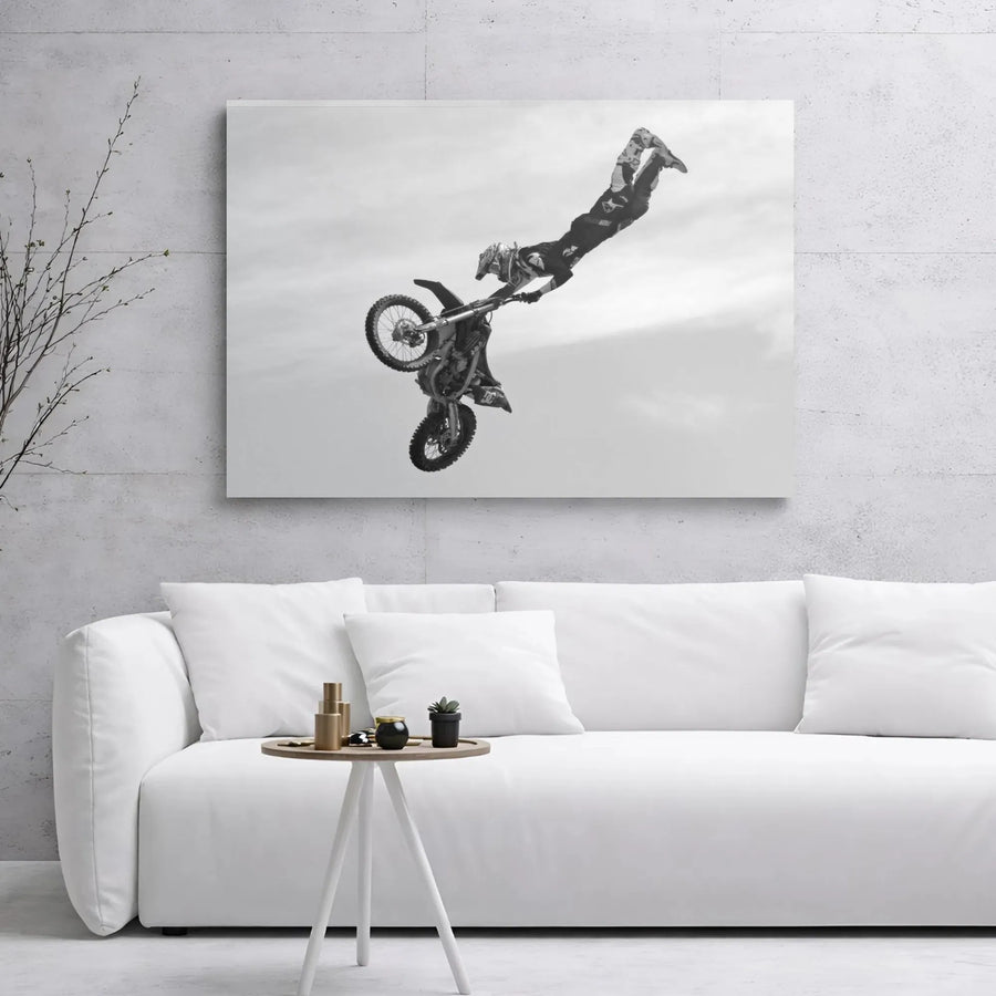 Motocross Canvas Wall Art | Extreme Freestyle Stunt Rider | Premium 1.25" Gallery Wrap | Gift for Dirt Bike Enthusiasts and Garage Decor