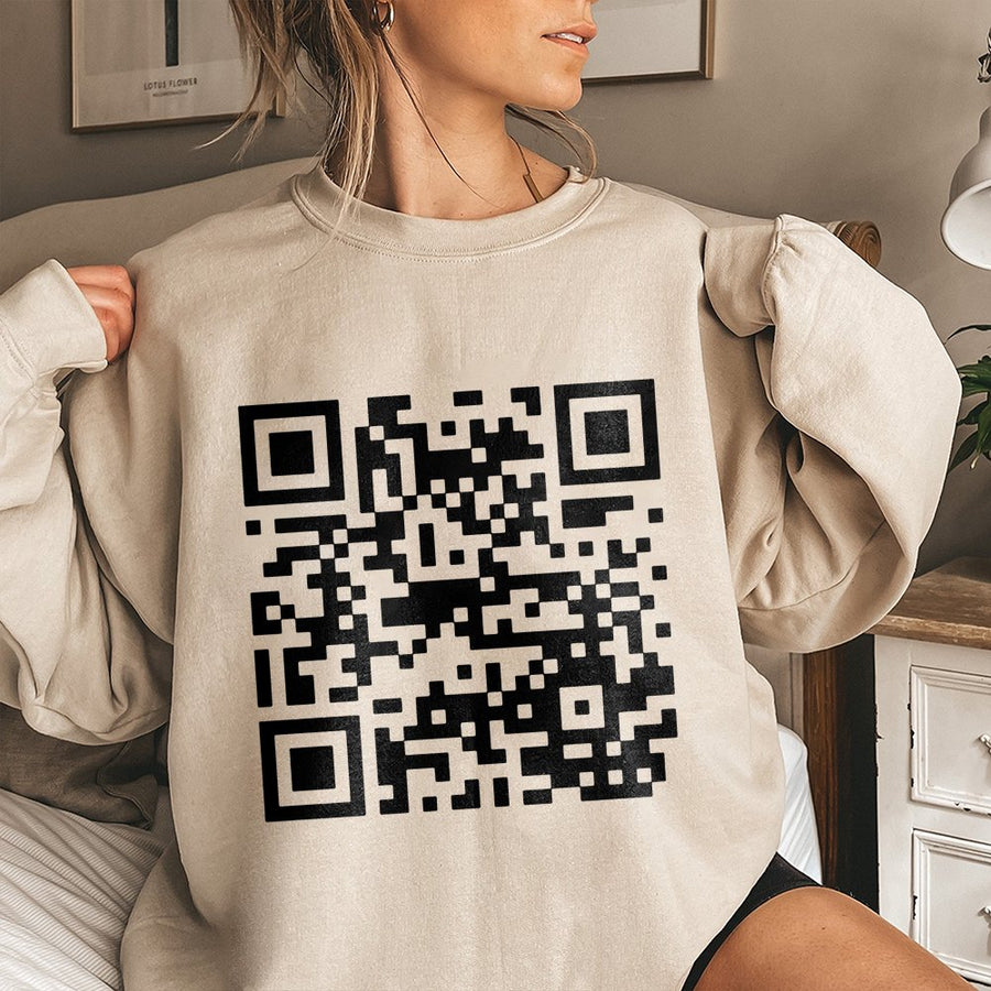 QR Code Graphic Sweatshirt | Funny Rude Hidden Message Design | Cotton-Blend Premium Quality | Sarcastic Gift for Men and Women