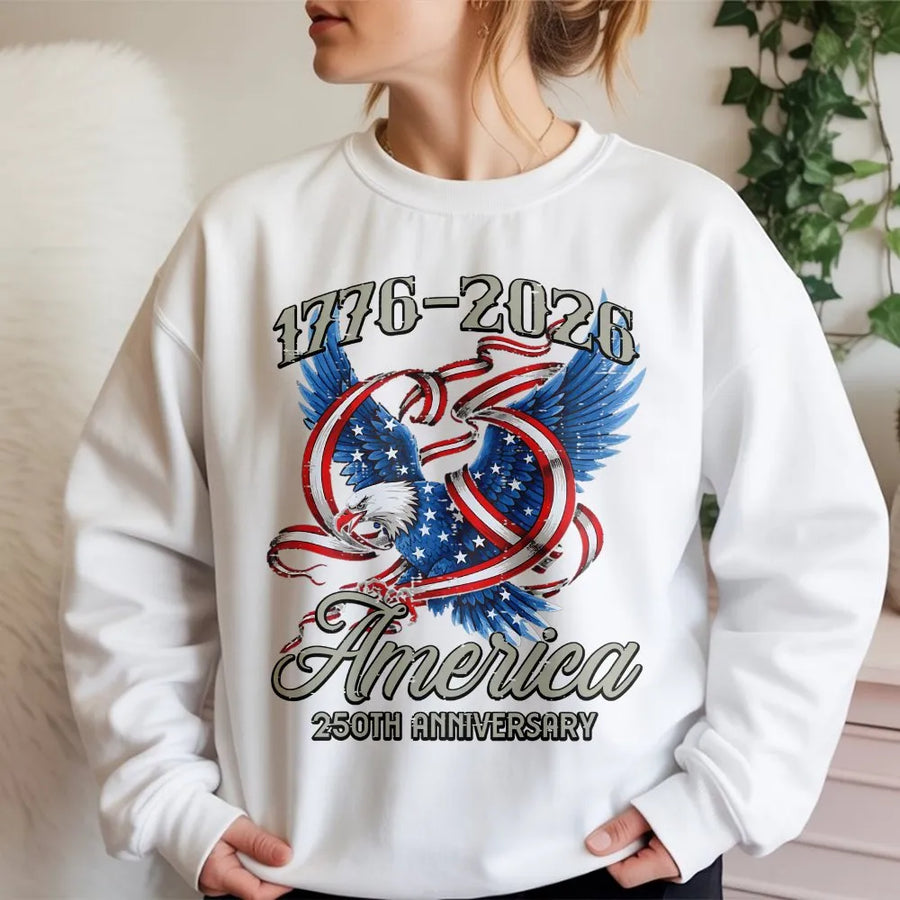 America 250th Anniversary Sweatshirt | Patriotic Eagle & Flag Design 1776-2026 | Soft Cotton Blend | Collector's Gift for Men & Women