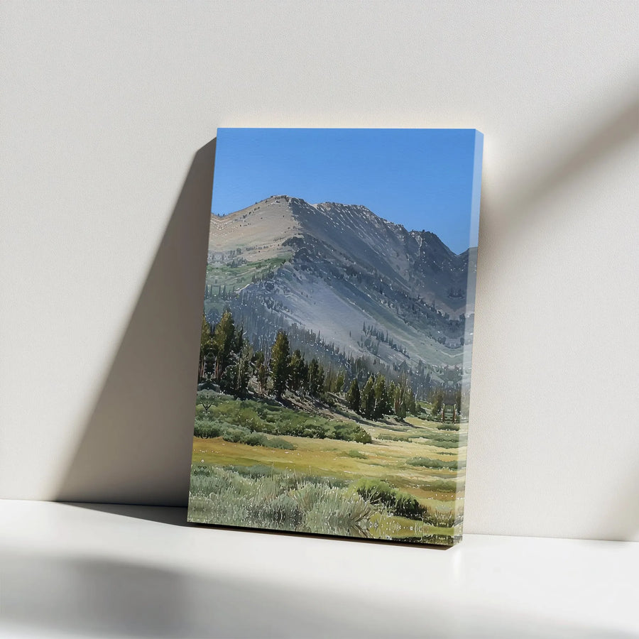 Watercolor Mountain Canvas Print | National Park Scenery Painting | Premium Gallery Wrap Canvas | Rustic Cabin Decor Gift for Hiker