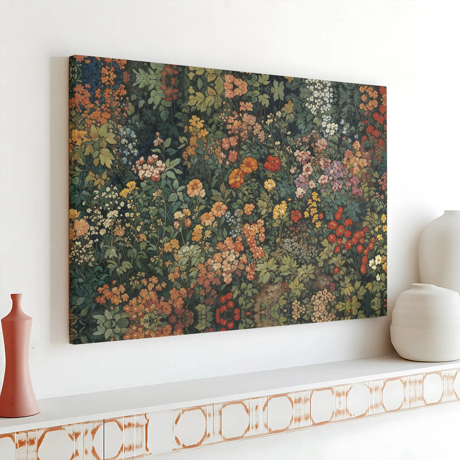 Vintage Wildflower Garden Canvas Art | Moody Botanical Floral Print | Premium Gallery Wrap Wall Decor | Nature-Inspired Home Gift
