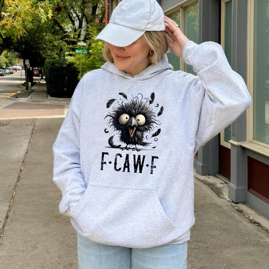 F-Caw-F Hoodie | Funny Crow Cartoon Graphic Art | Premium Cotton-Blend Pullover | Humorous Bird Lover Gift for Men & Women