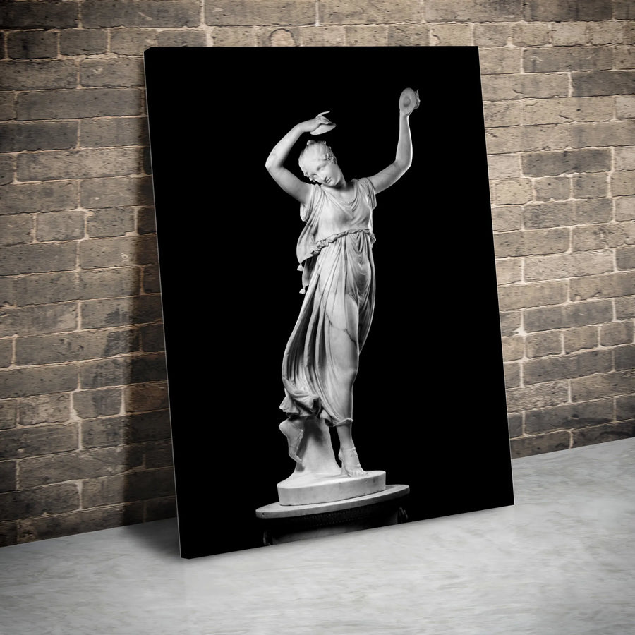 Greek Statue Canvas Art | Classical Dancing Woman Sculpture | Premium Black and White Wall Decor | Sophisticated Gallery-Quality Statement Piece