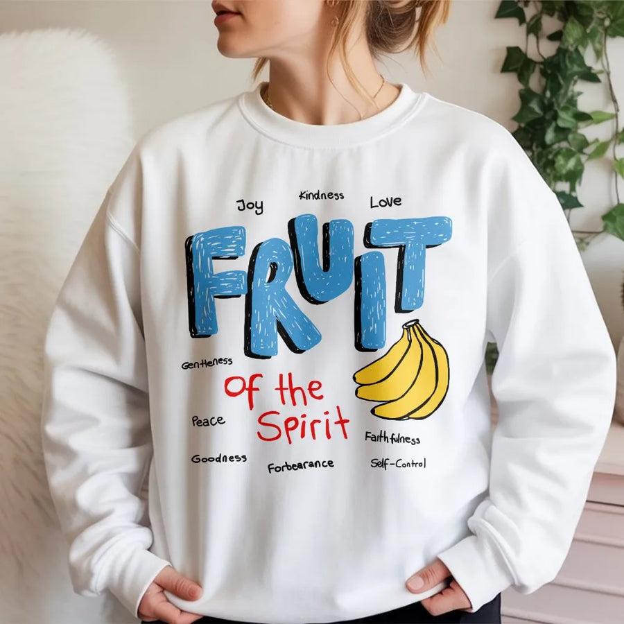 Fruit of the Spirit Sweatshirt | Hand-Drawn Bible Verse Graphic | Soft Breathable Cotton | Inspirational Christian Gift for Men & Women