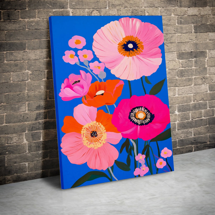 Modern Poppy Flower Wall Art | Vibrant Botanical Floral Print | Premium 1.25-Inch Gallery Canvas | Colorful Home Decor Gift