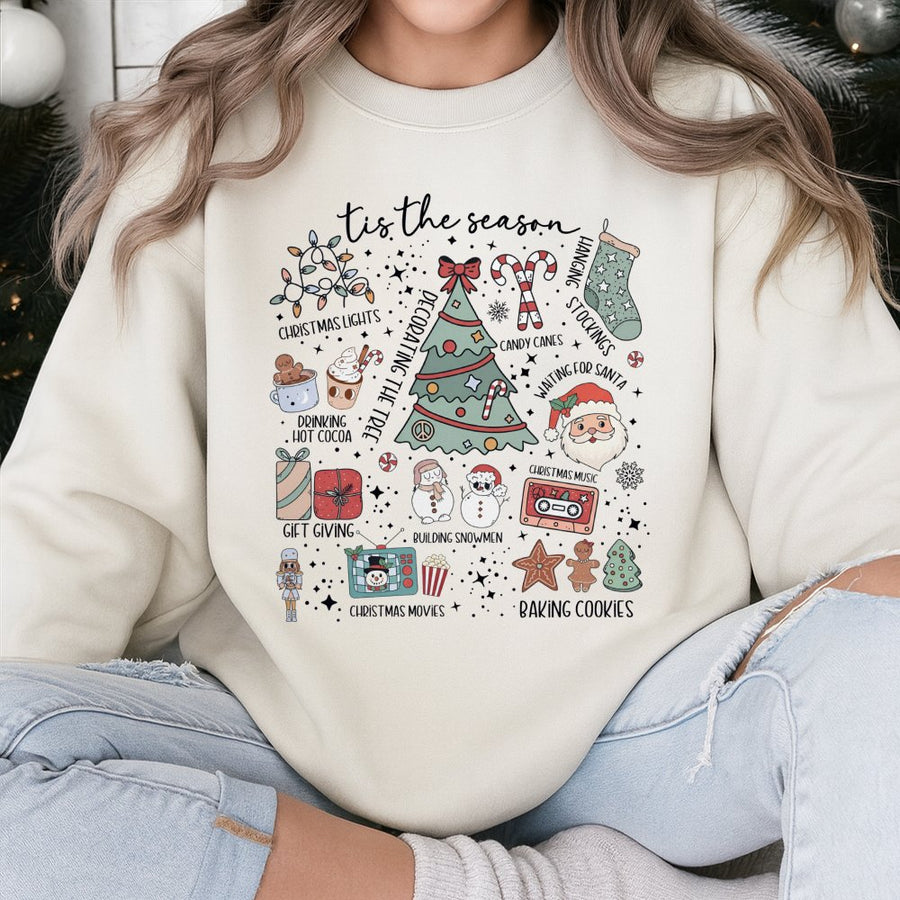 Tis The Season Christmas Sweatshirt | Retro Holiday Graphic Tee | Premium Cotton Blend | Cozy Gift for Women and Men