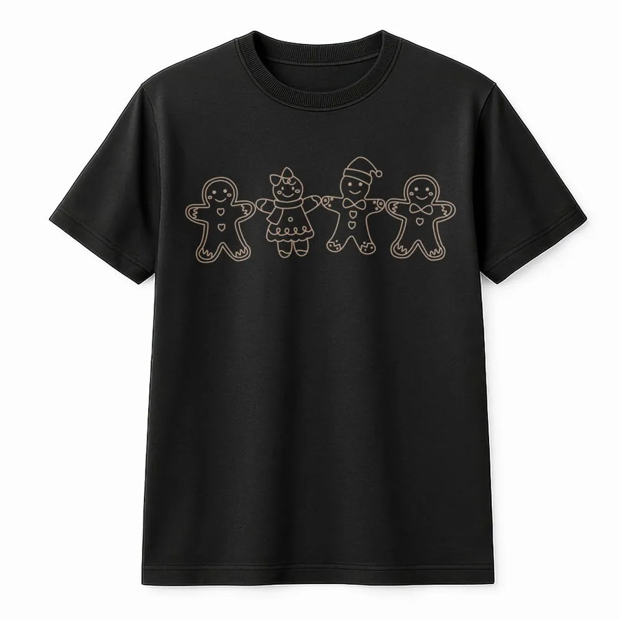 Gingerbread Family T-Shirt | Minimalist Christmas Cookie Graphic | Premium Soft Cotton Tee | Cute Holiday Baking Gift for Women and Men