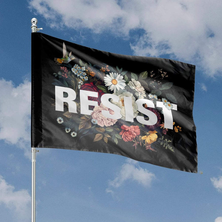 Resist Flag | Floral Protest Art Banner | UV-Resistant Premium Polyester | Empowerment Gift for Activists