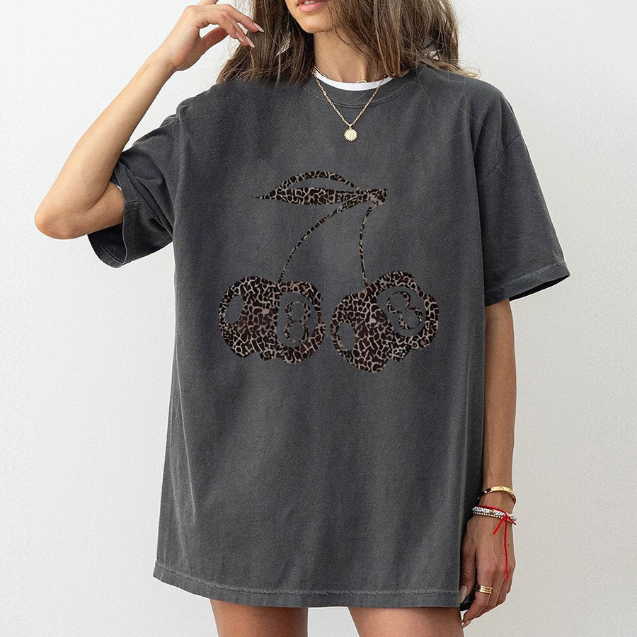 Leopard Cherry 8 Ball T-Shirt | Retro Billiards Graphic Tee | Premium 100% Cotton | Trendy Y2K Aesthetic Gift for Her