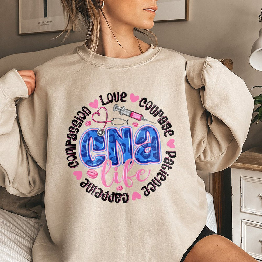 CNA Sweatshirt | Certified Nursing Assistant Medical Graphic | Premium Cotton Blend Crewneck | Graduation Gift for Nurse Students and Professionals