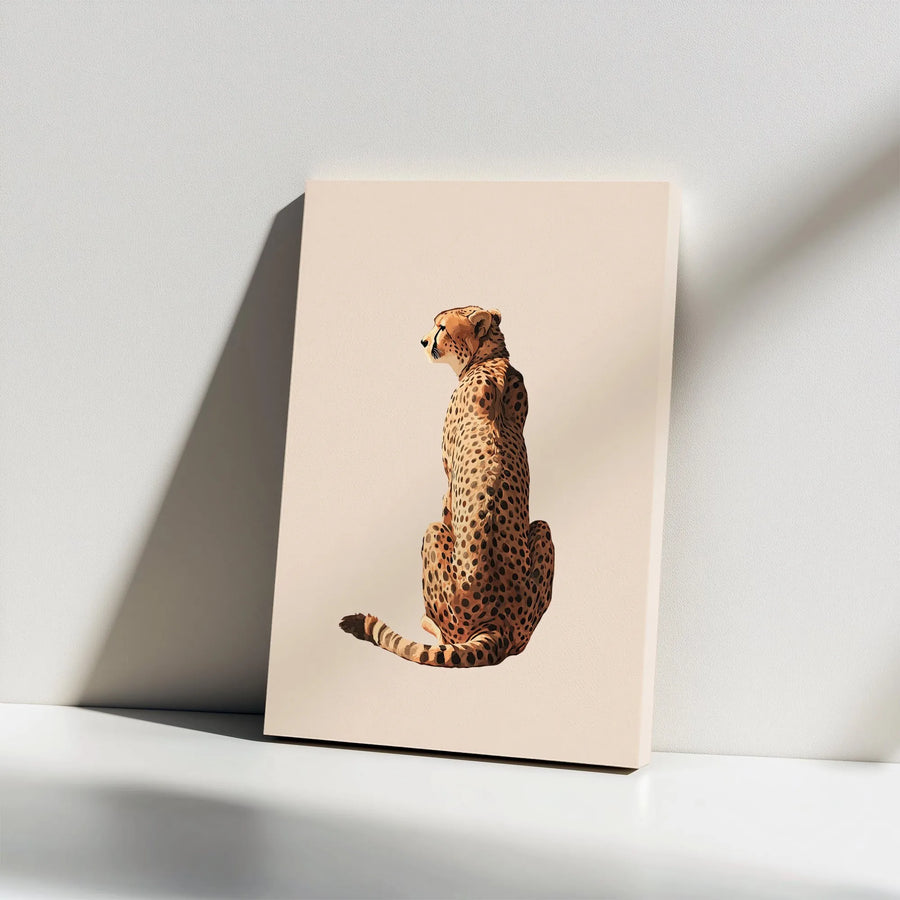 Cheetah Canvas Wall Art | Minimalist Wildlife Safari Illustration | Premium Gallery Wrap Print | Modern Decor For Living Room Or Office