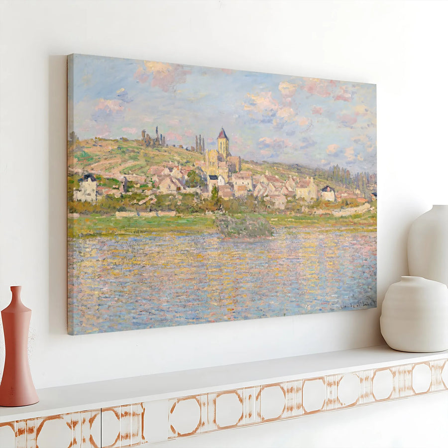 Claude Monet Vetheuil Canvas Wall Art | Impressionist Landscape Print | Premium 1.25" Gallery Wrap | Museum Quality Home Decor Gift