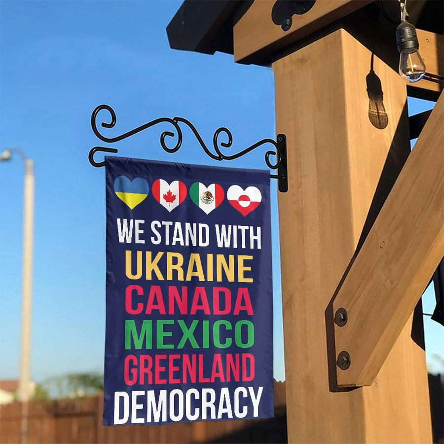 We Stand With Ukraine Garden Flag | Democracy Global Solidarity Banner | Premium Weather-Resistant Polyester | Outdoor Protest Gift for Activists