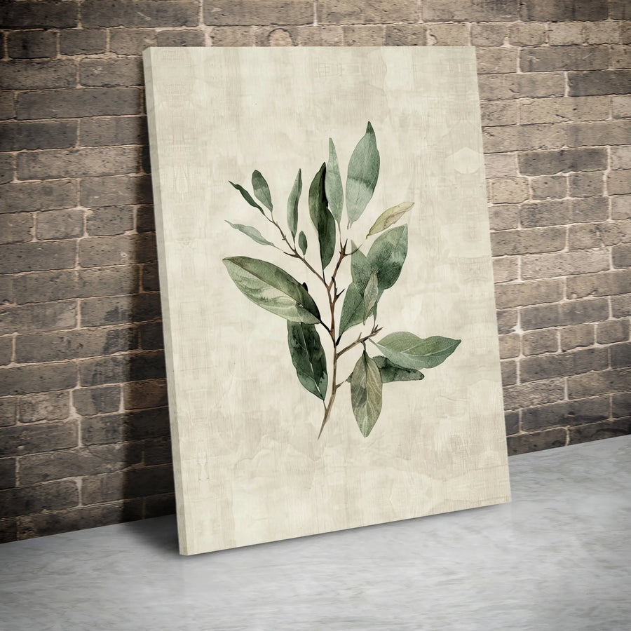Botanical Leaf Canvas Print | Minimalist Watercolor Greenery Art | Premium Gallery Wrapped Canvas | Modern Farmhouse Decor Gift