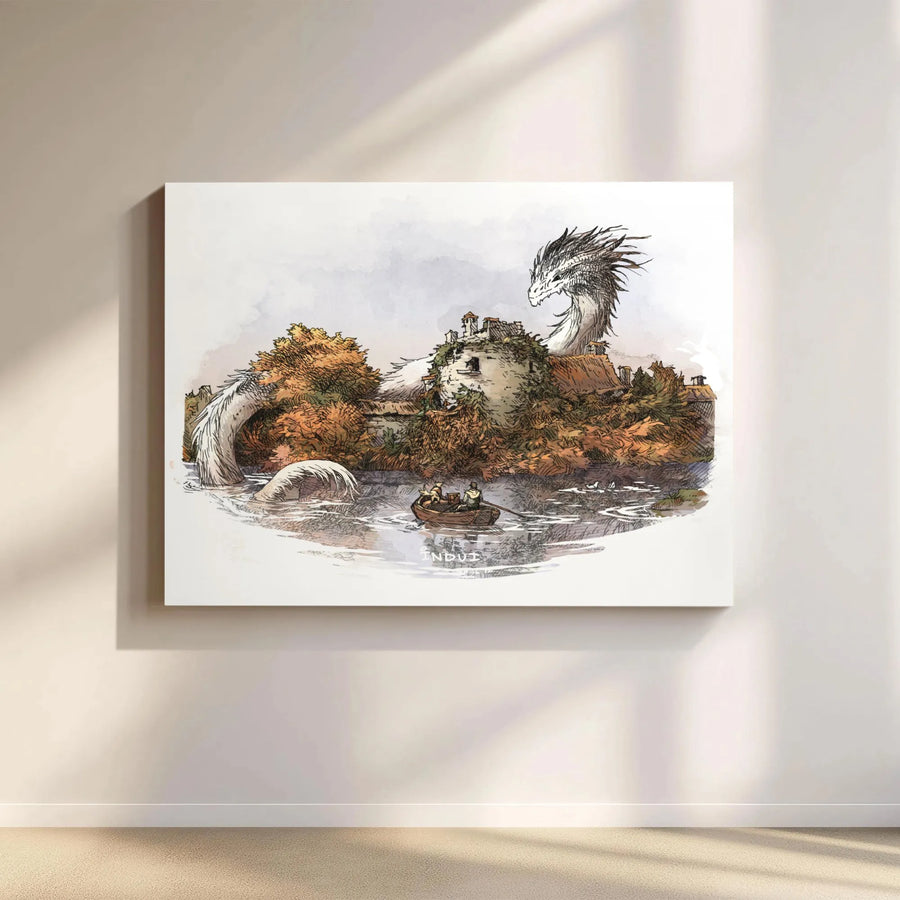 Fantasy Dragon Canvas Wall Art | Friendly Guardian Dragon Illustration | Premium Canvas Print | Gift for Fantasy Lovers & Readers