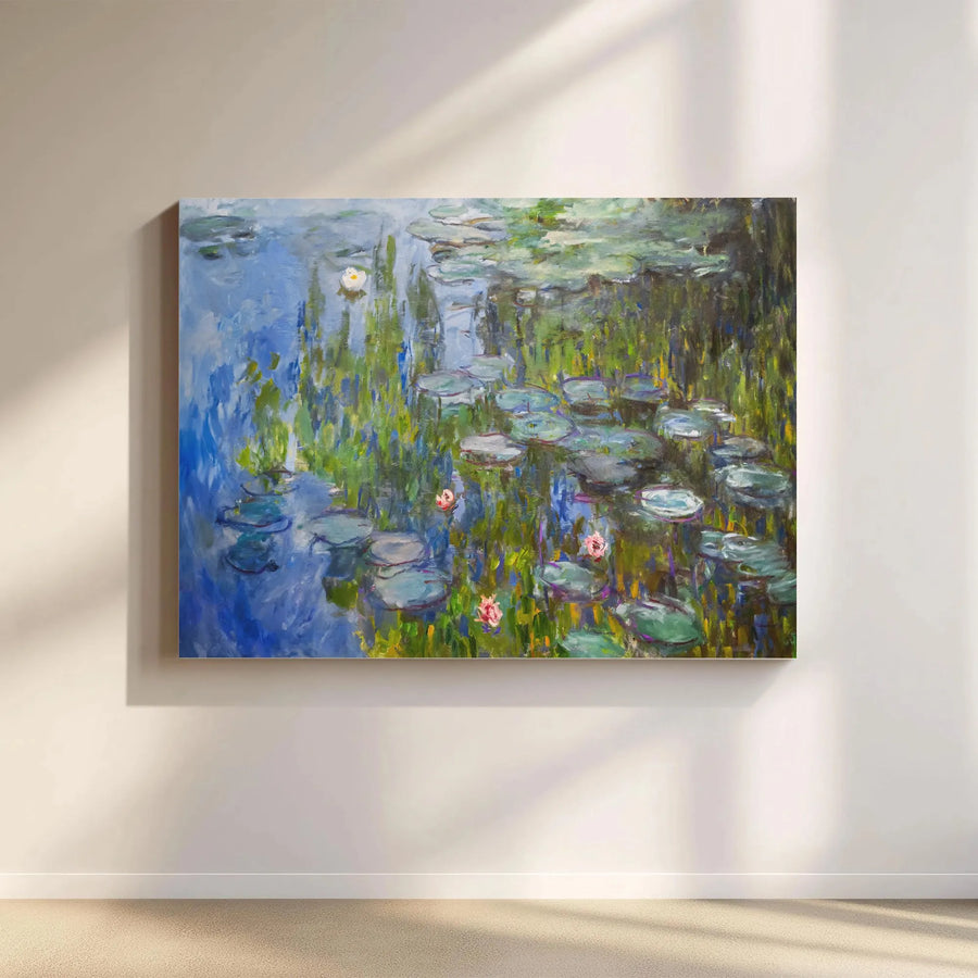 Monet Water Lilies Canvas Print | Famous Impressionist Painting Reproduction | Premium Gallery Wrapped Wall Art | Living Room Decor Gift for Art Lovers