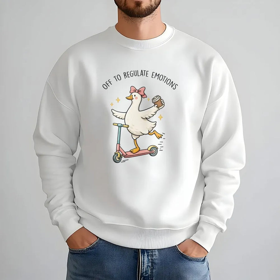 Regulate Emotions Sweatshirt | Silly Goose Mental Health Graphic | Premium Cotton Blend | Trendy Teacher Counselor Gift Idea