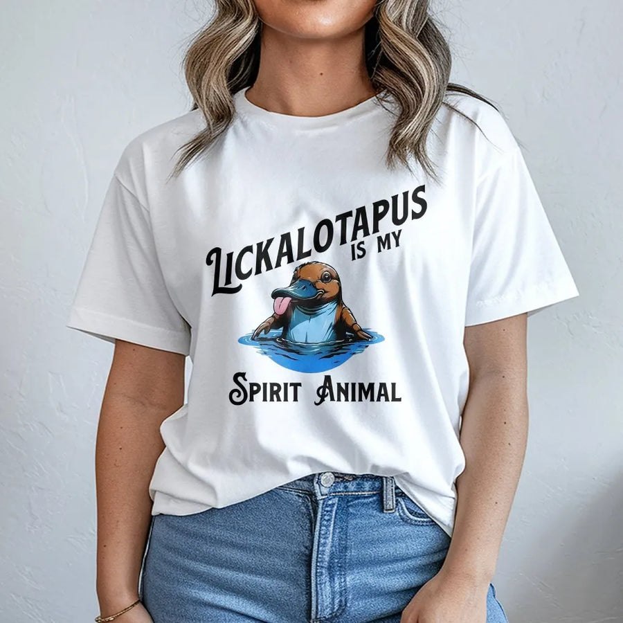 Lickalotapus Spirit Animal T-Shirt | Funny Platypus Graphic | Premium Cotton Tee | Unique Novelty Gift for Men & Women