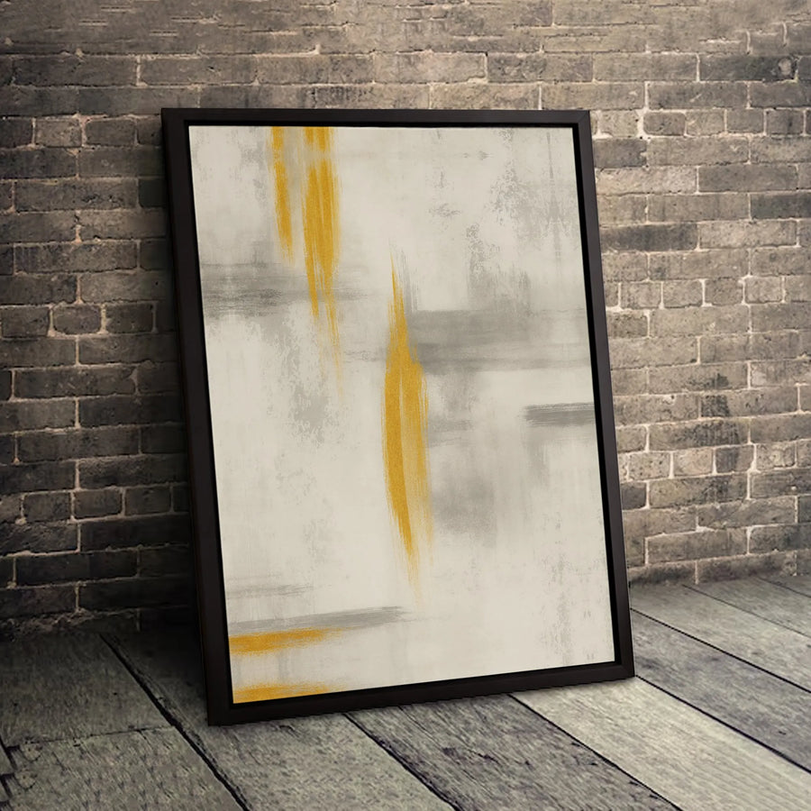Abstract Gold and Grey Canvas Wall Art | Modern Minimalist Brush Stroke Decor | Premium 1.25" Thick Gallery Wrap | Large Living Room Statement Piece