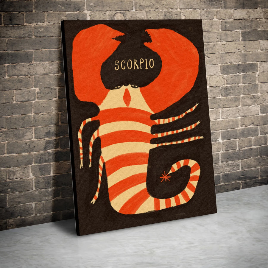 Scorpio Zodiac Canvas Wall Art | Retro Astrology Illustration | Premium Fade-Resistant Print | Spiritual Home Decor Gift