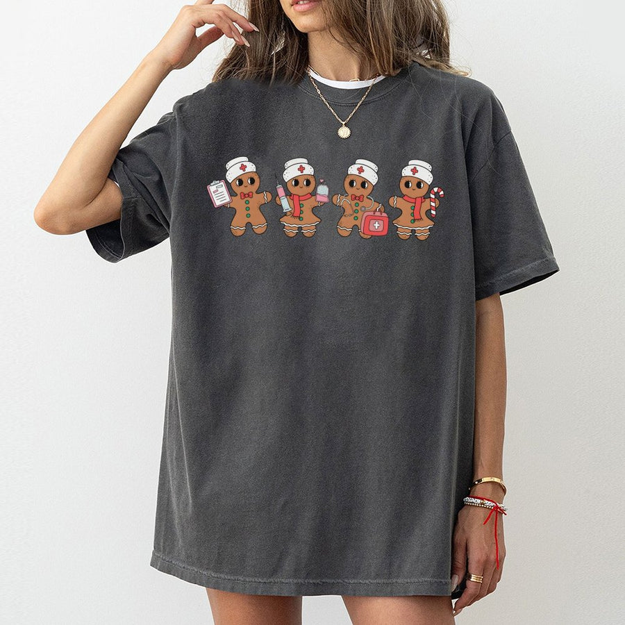 Gingerbread Nurse Christmas T-Shirt | Cute Holiday Medical Graphic Tee | 100% Cotton Premium Quality | Fun Gift for Nurses and Nursing Students