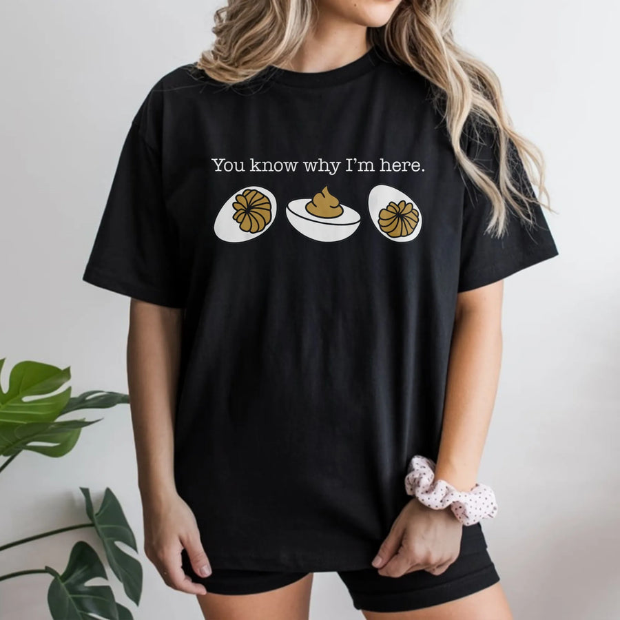 Deviled Egg Lover T-Shirt | Funny Food Humor Graphic Tee | Premium Cotton Casual Wear | Perfect Thanksgiving Potluck Gift for Foodies
