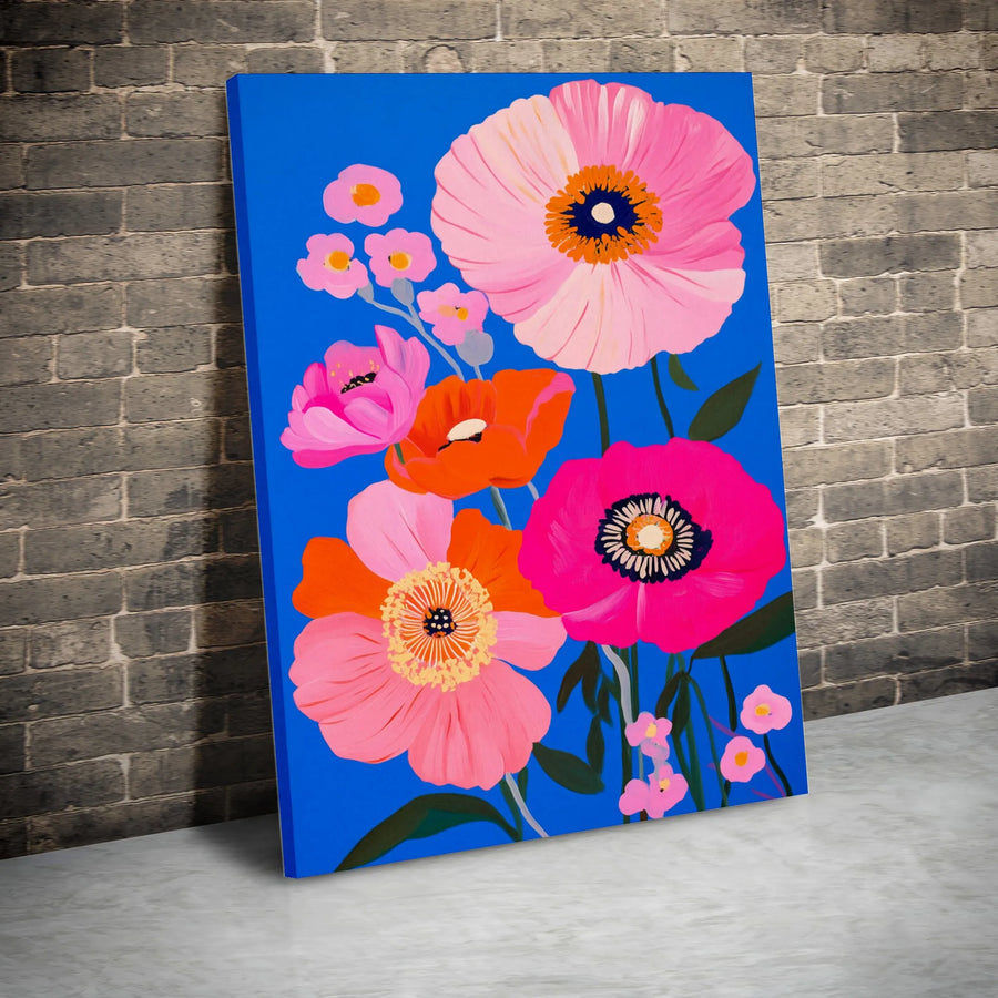 Vibrant Poppy Flower Canvas Art | Modern Botanical Floral Wall Decor | Premium Fade-Resistant Gallery Print | Colorful Home Office Gift