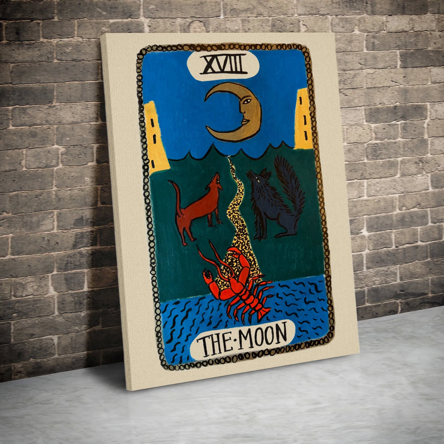 The Moon Tarot Card Wall Art | XVIII Celestial Astrology Canvas Print | Gallery-Quality Premium Decor | Spiritual Home Office Gift
