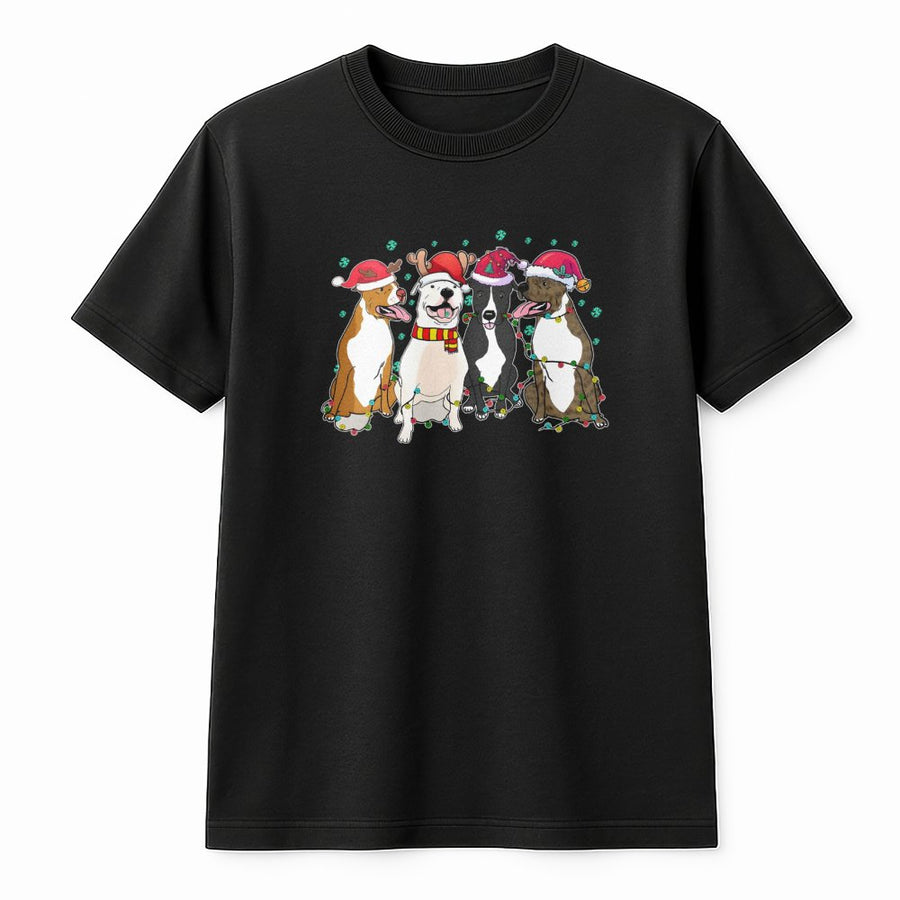 Pit Bull Christmas T-Shirt | Festive Dog Santa Hat Design | Premium 100% Cotton Tee | Gift for Dog Mom and Pitbull Lovers