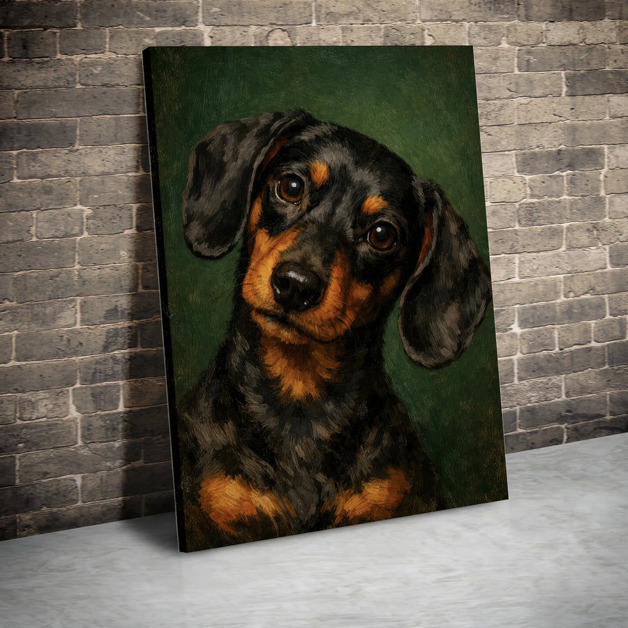 Dachshund Canvas Wall Art | Vintage Oil Painting Style Portrait | Premium Gallery Wrap Canvas | Gift for Dog Lovers & Doxie Moms