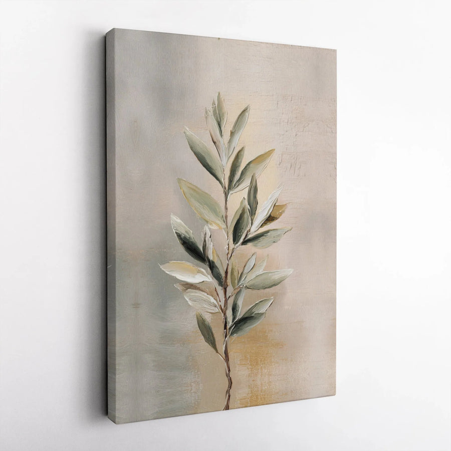 Olive Branch Canvas Wall Art | Minimalist Botanical Textured Painting Print | Premium Gallery Canvas | Modern Farmhouse Decor Gift