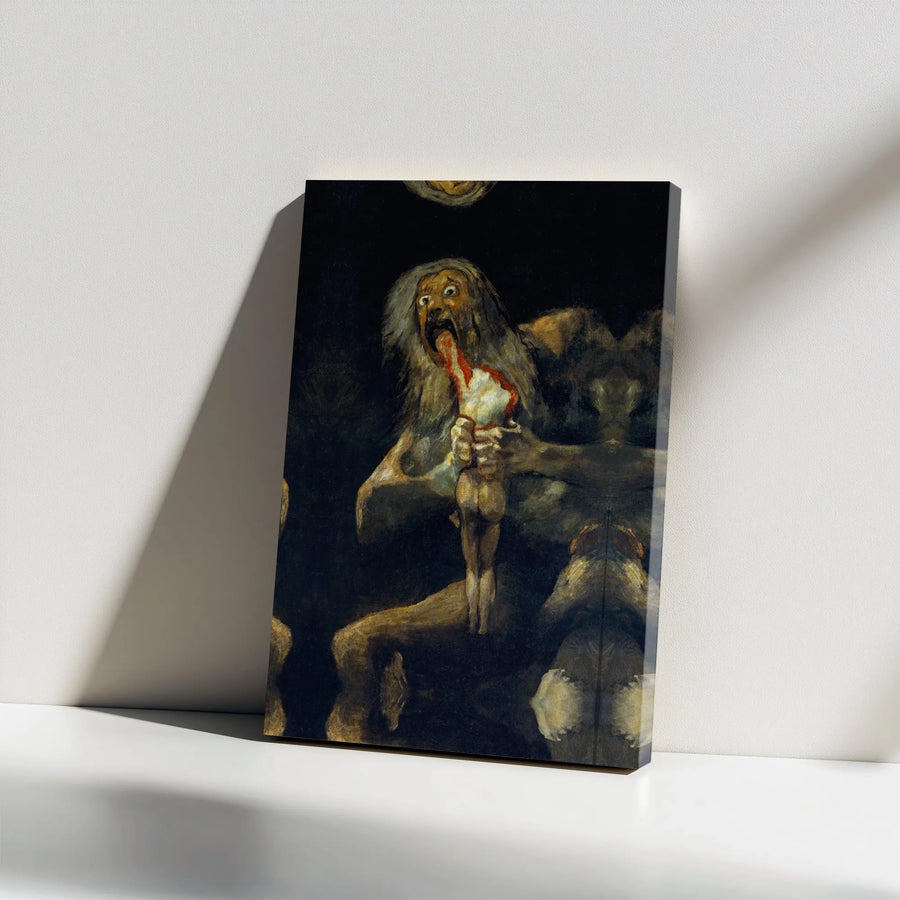 Saturn Devouring His Son Canvas Wall Art | Francisco Goya Black Painting Reproduction | Premium Gallery Canvas | Gothic Dark Academia Home Decor Gift