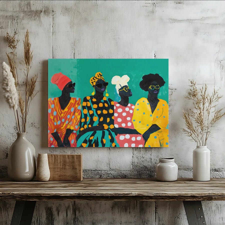 Black Women Wall Art | Vibrant Abstract Portrait Canvas | Premium Gallery-Wrapped Print | Modern African American Home Decor Gift