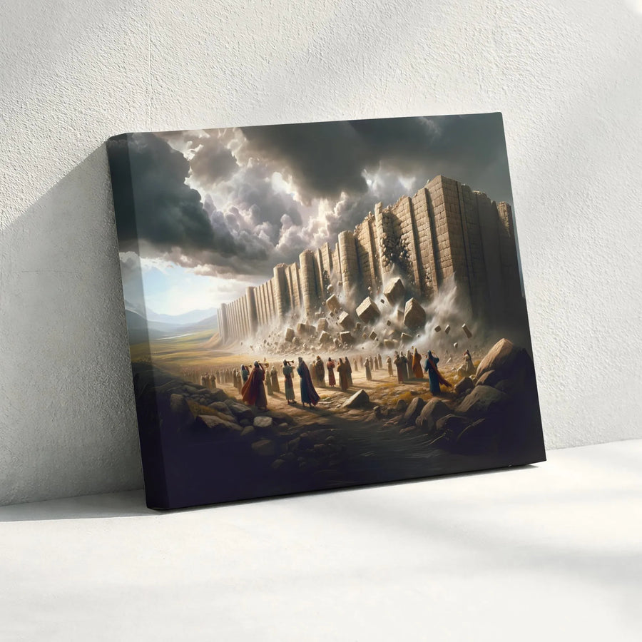 Fall of Jericho Canvas Art | Joshua and Battle of Jericho Print | Premium Christian Artwork | Church or Home Decor Gift