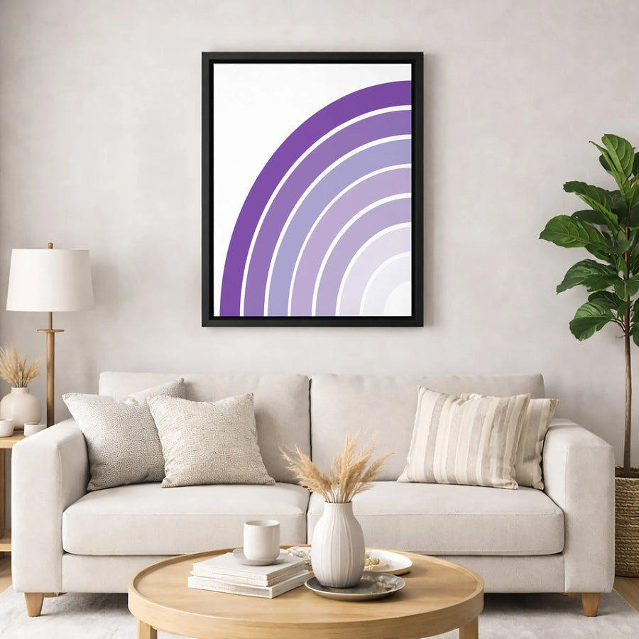 Purple Gradient Rainbow Wall Art | Modern Arc Geometric Print | Premium Gallery Wrapped Canvas | Minimalist Home Decor for Living Room