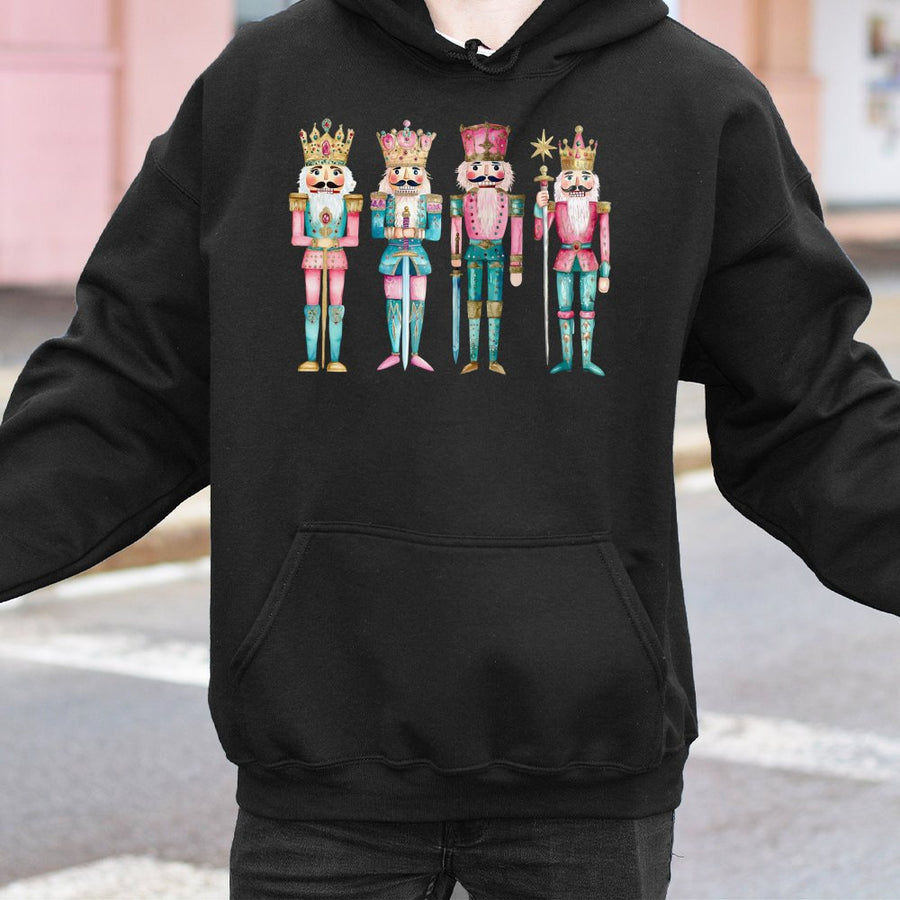 Nutcracker Christmas Hoodie | Watercolor Festive Toy Soldiers Graphic | Premium Cotton-Poly Blend | Cozy Holiday Gift for Women and Men