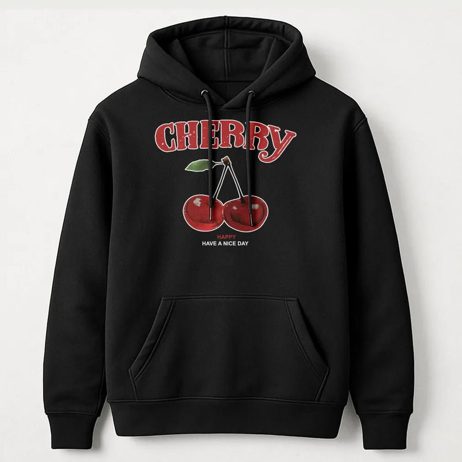 Cherry Graphic Hoodie | Vintage Fruit Aesthetic Design | Soft Cotton Blend Fleece | Cute Streetwear Gift For Her