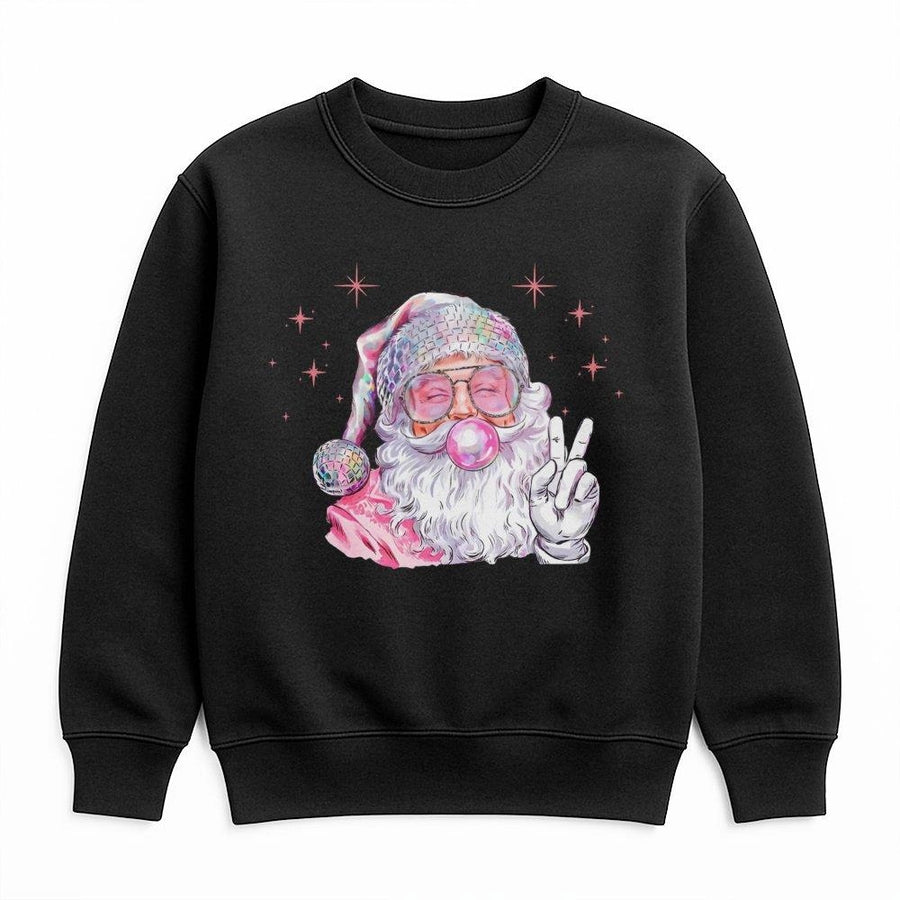 Retro Disco Santa Sweatshirt | Bubblegum Christmas Graphic Tee | Premium Cotton Blend Cozy Pullover | Festive Holiday Gift For Women And Men