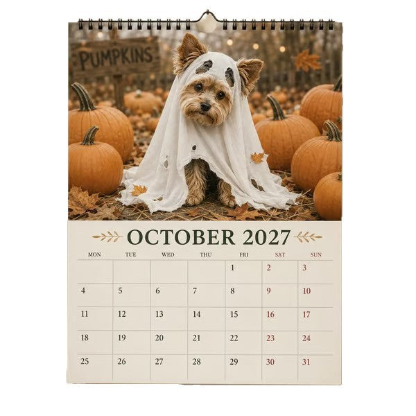 Christmas Yorkie 2027 Wall Calendar