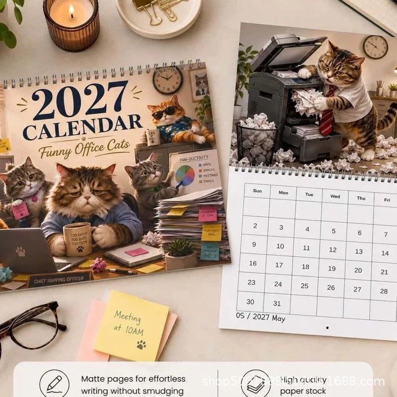 Office Cats 2027 Wall Calendar