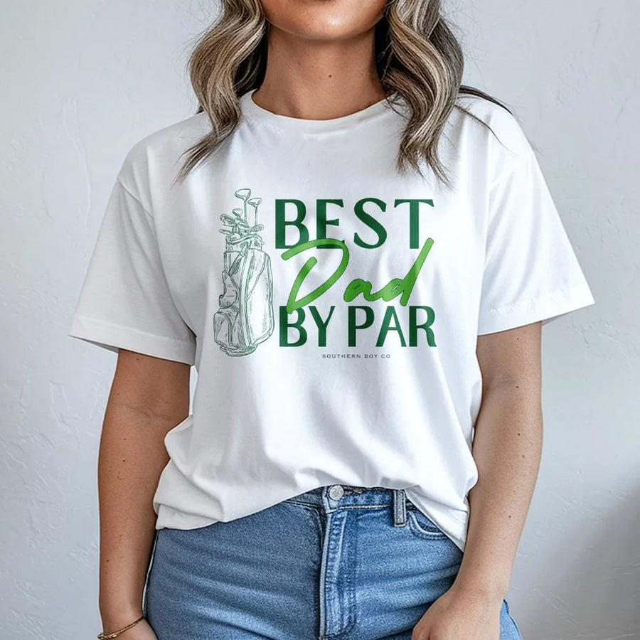 Best Dad By Par Golf T-Shirt | Funny Golfer Pun Graphic Tee | Premium Soft Cotton | Father's Day Gift for Dad, Husband